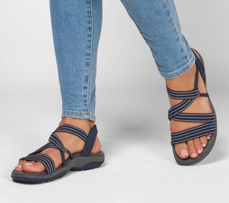 Lichtgewicht blauwe dames sandalen met ergonomisch voetbed en antislipzool, perfect voor lange wandelingen.