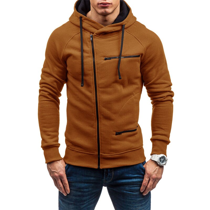 Polyester heren hoodie met volledige rits, stijlvol en comfortabel ritsvest voor de moderne man.