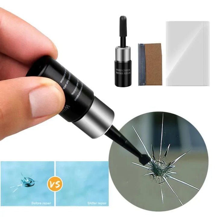 Auto glas reparatie kit voor snelle voorruit fix. Doe-het-zelf schadeherstel van glasschade.