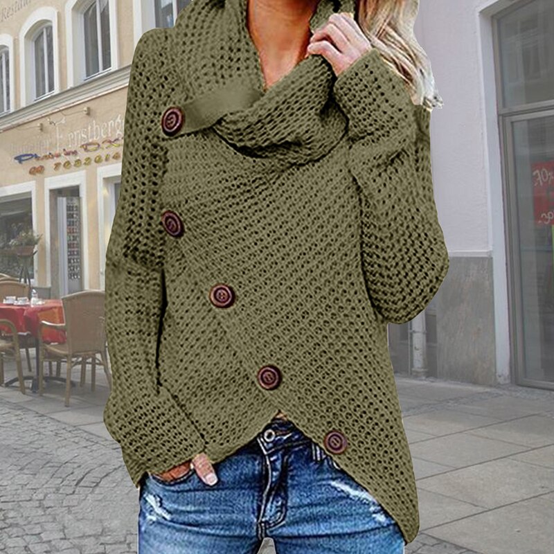 Casual chic: oversized dames turtleneck trui met asymmetrisch design. Lange mouwen voor herfst en winter comfort.