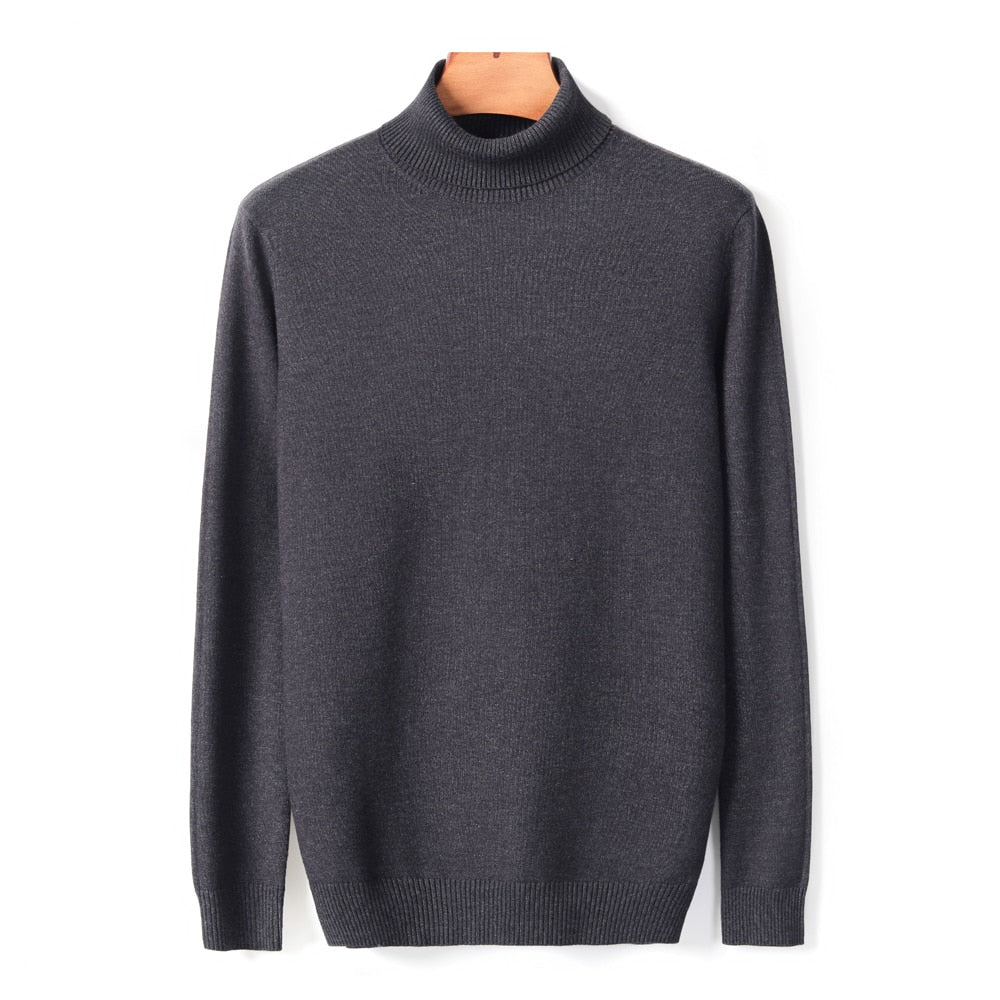 Grijs gemêleerde heren coltrui, combineert comfort met moderne mannenmode.