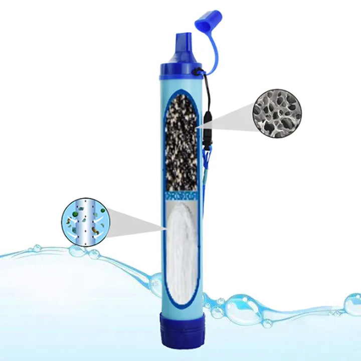 Outdoor waterfilter zuivert beekwater. Essentieel voor wandelen, reizen en noodsituaties.