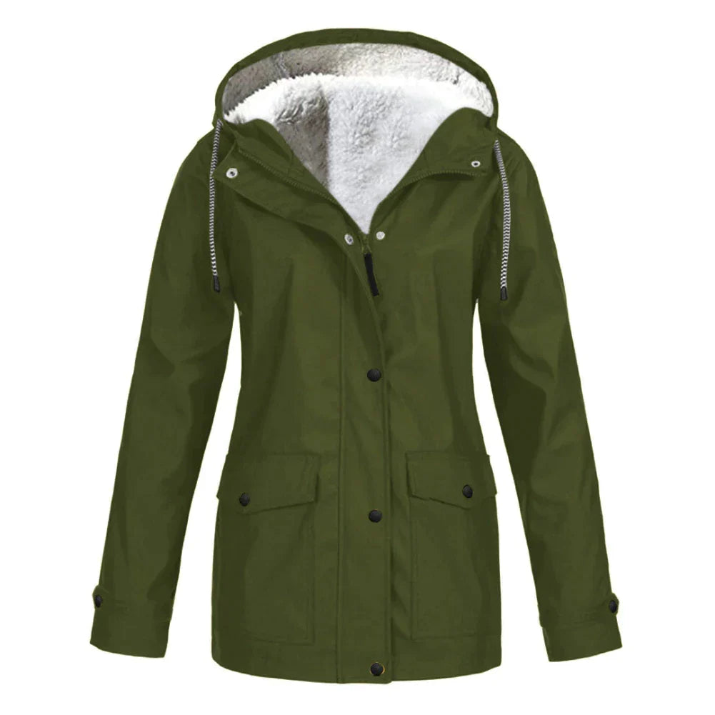 Dames waterdichte outdoorjas Faye, een elegante en functionele keuze voor buitenactiviteiten.