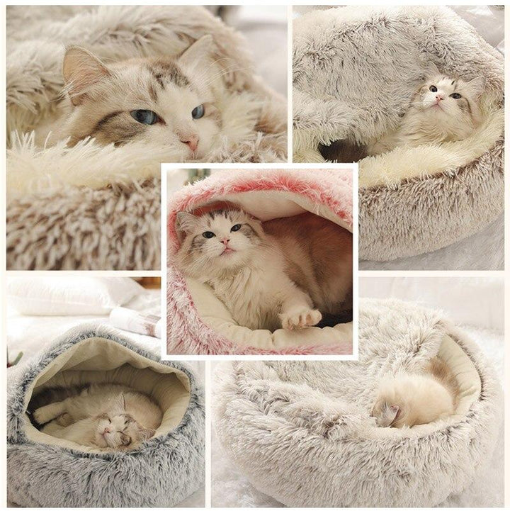 Koffiekleurig warm dierenmandje van zacht pluche, perfect als slaapplek voor je huisdier. Comfortabel design.