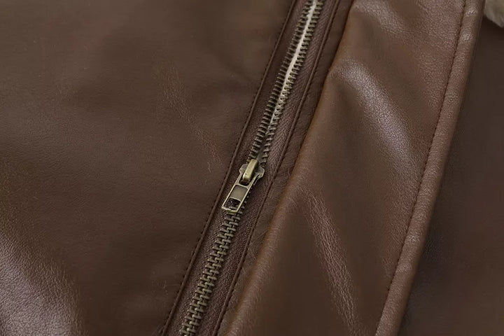 Stijlvolle vintage Amanda leren dames winterjas, comfortabel en warm, voor modebewuste dames.
