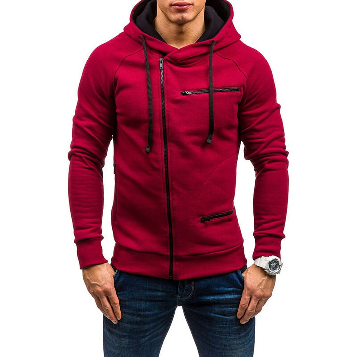 Stijlvolle heren zipper hoodie, zacht polyester ritsvest voor de moderne man, comfortabele casual kleding.