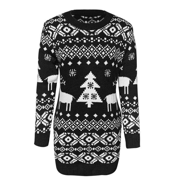 Vrolijke dames kersttrui met hertendesign, ideaal voor kerstborrels en feestelijke winteravonden.