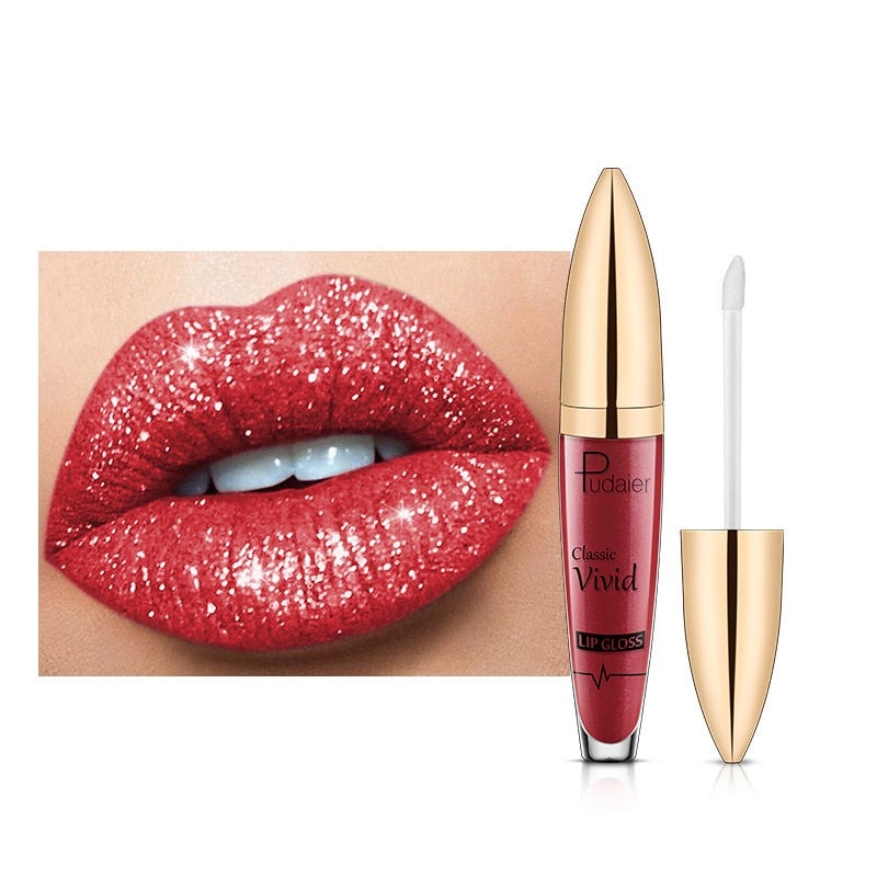 Langhoudende glitter lipgloss van SparklingGloss, dames make-up die de hele dag glanst op lippen.