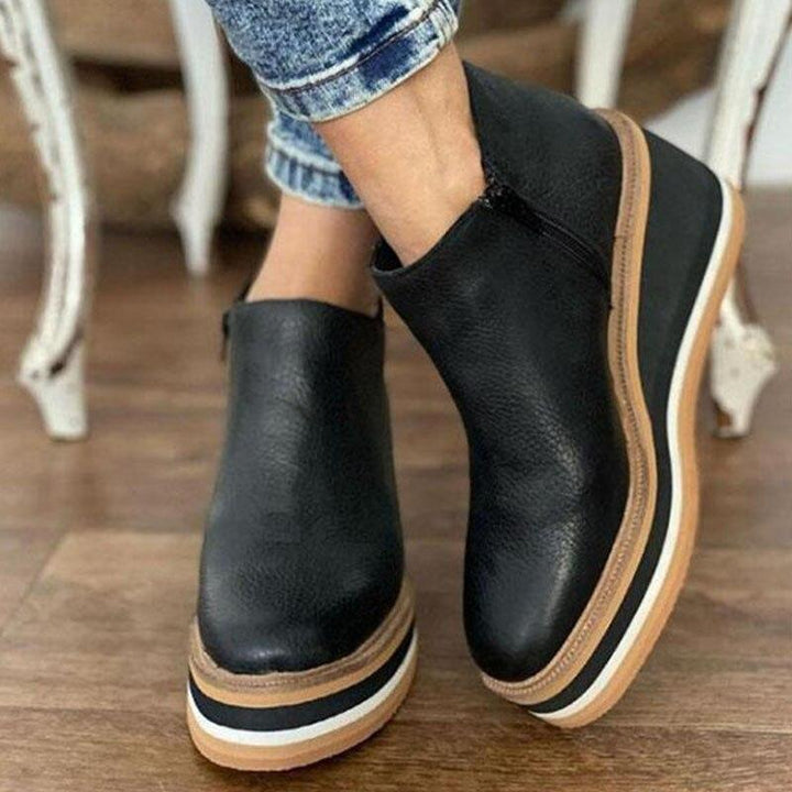 Trendy Mira plateau enkellaarsjes voor dames, casual chic en ideaal voor de herfst en winter mode.
