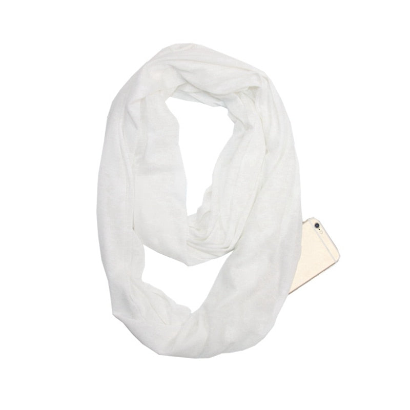 Geef veiligheid cadeau: een elegante dames sjaal met verborgen ritszak voor essentials.