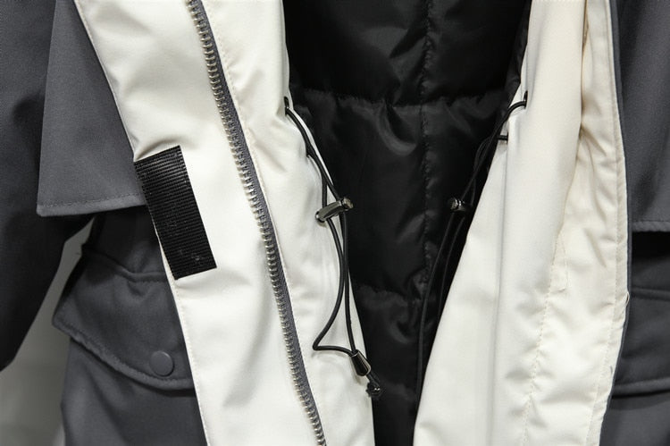 Blauwe dames winterjas, thermische luxe jas die elegantie en warmte garandeert.