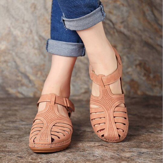 Elin orthopedische leren dames sandalen, perfect voor houdingscorrectie en langdurig loopcomfort.