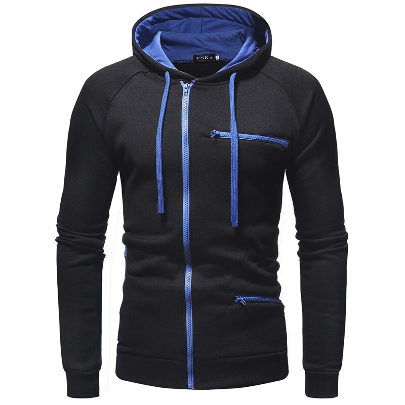 Zwart heren ritsvest, comfortabele polyester zipper hoodie, ideale jas voor een casual look.