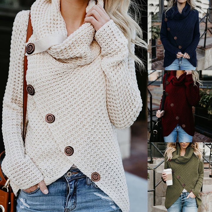 Comfortabele oversized turtleneck trui voor dames met asymmetrische zoom, perfect voor een casual winterlook.