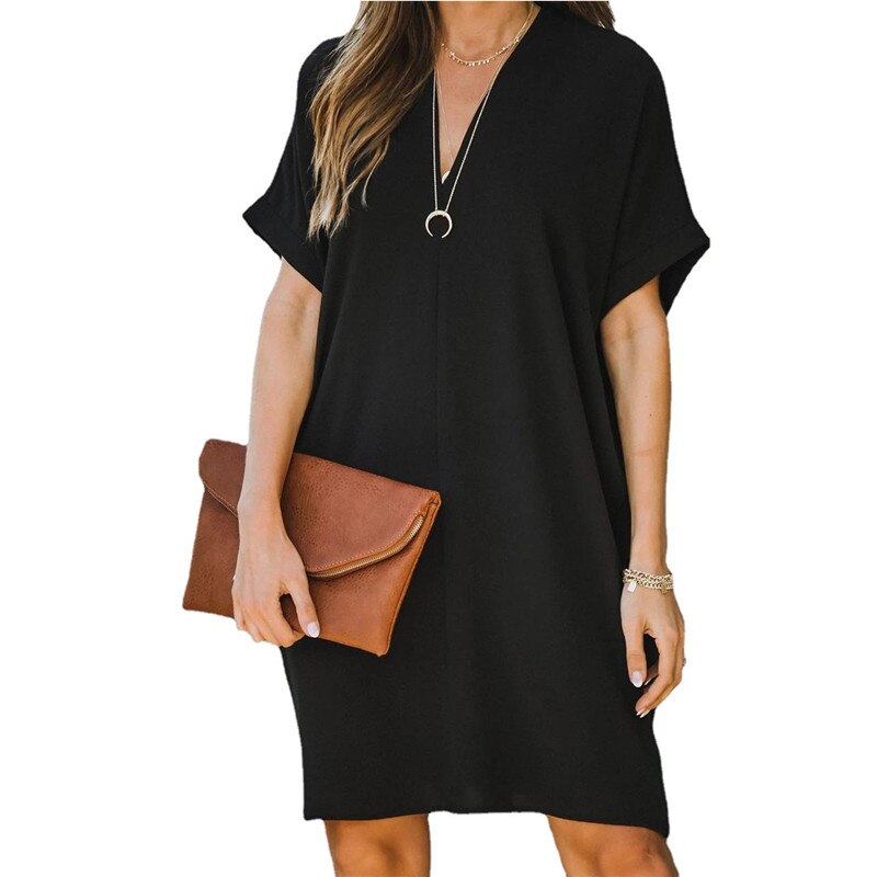Feestjurk of casual: deze dames V-hals jurk is comfortabel en elegant. Beschikbaar voor lente en zomer.