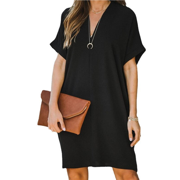 Feestjurk of casual: deze dames V-hals jurk is comfortabel en elegant. Beschikbaar voor lente en zomer.