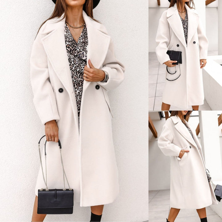 Dames JulesJacket, lange witte winterjas, stijlvol en warm. Perfecte elegante buitenkleding voor vrouwen.