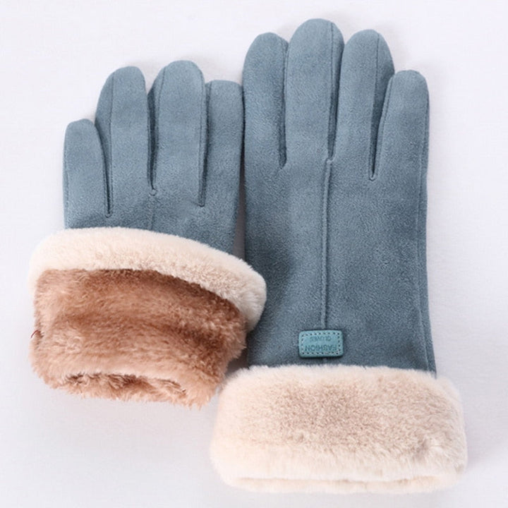 Dames furry touchscreen handschoenen, warm, waterdicht, ideaal voor winterdagen en sneeuw. Stijlvol.