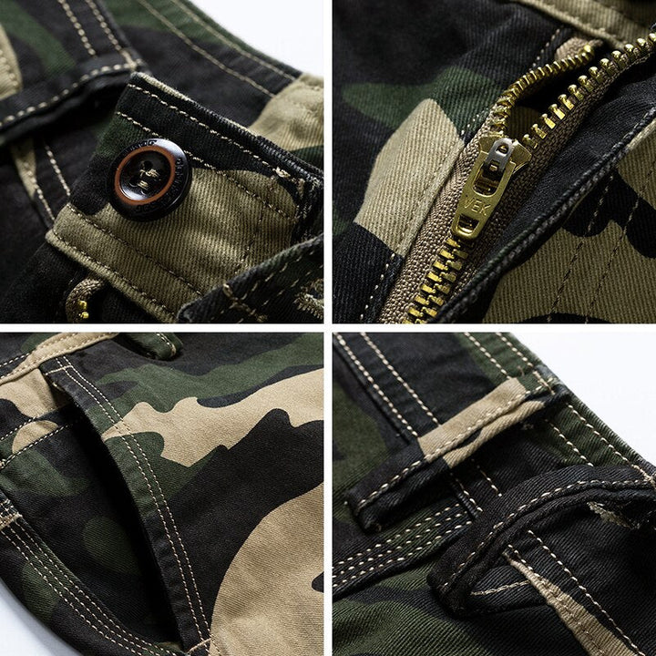 Casual heren camouflage korte broek, comfortabel voor zomerse wandelingen of ontspanning.