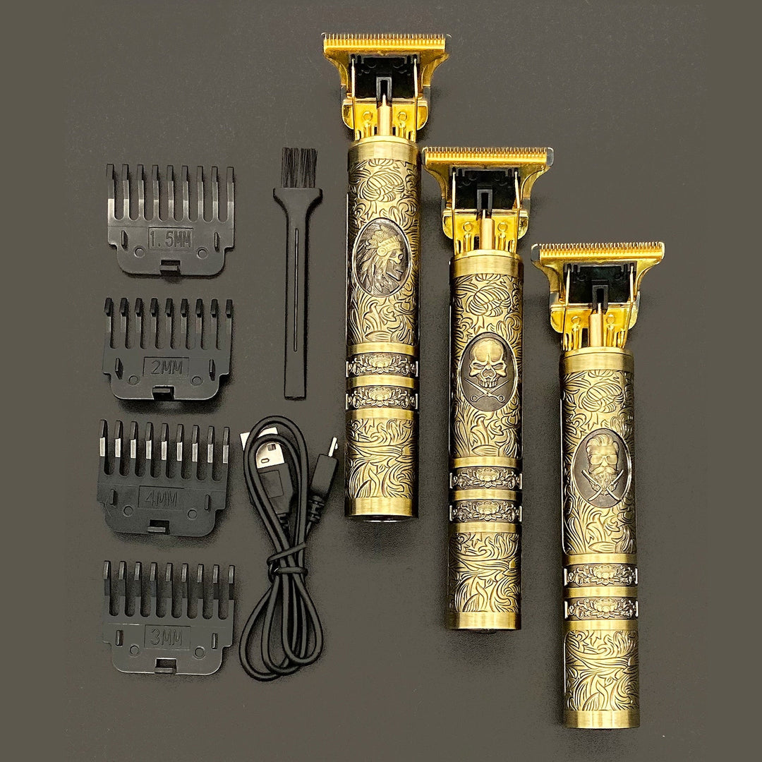 Heren vintage baardtrimmer met T-vormig blad, ideaal voor nauwkeurige lijnen en contouren.