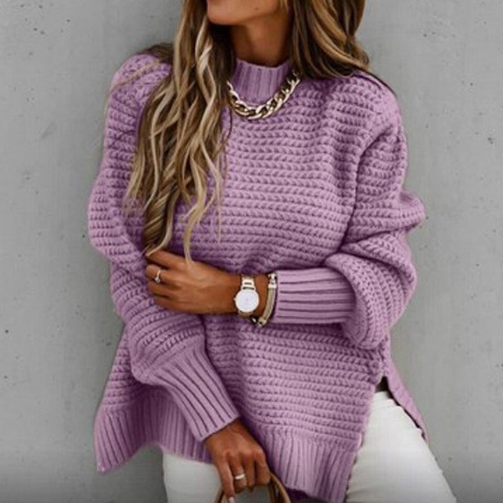 Elegante dames wintertrui Sofia, effen en comfortabel, met halfhoge hals.