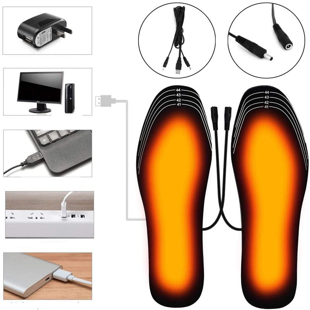 Heren schoenaccessoire: verwarmde inlegzolen, USB oplaadbaar, houdt voeten warm in de winter.