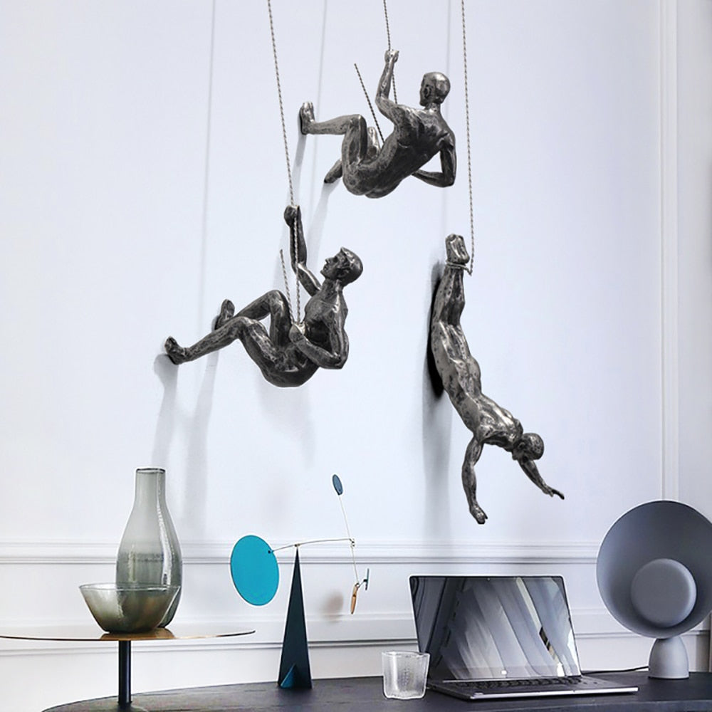 Wanddecoratie bergbeklimmer: minimalistisch en krachtig design, perfect voor motivatie in elke ruimte.