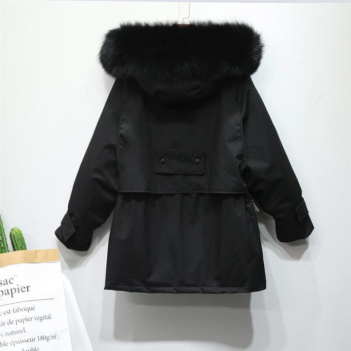 Blauwe luxe dames winterjas, thermisch en elegant, ideaal voor koude dagen. Warmte.