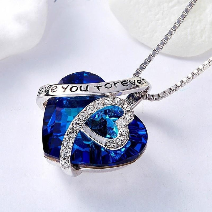 Romantische damesketting, kristal en 'I Love You Forever' gegraveerd, ideaal cadeau voor haar.