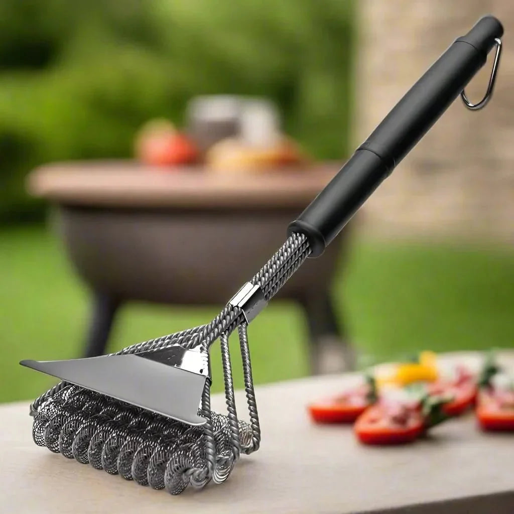 GrillMaster borstelloze RVS BBQ borstel voor veilig en grondig schoonmaken van grills en roosters.