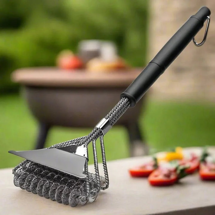 GrillMaster borstelloze RVS BBQ borstel voor veilig en grondig schoonmaken van grills en roosters.