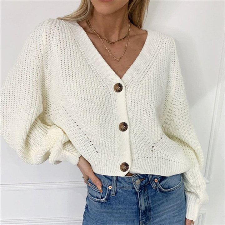 Lange mouwen damesvest of pullover, effen kleur. Comfortabele losse pasvorm, veelzijdig voor casual look.