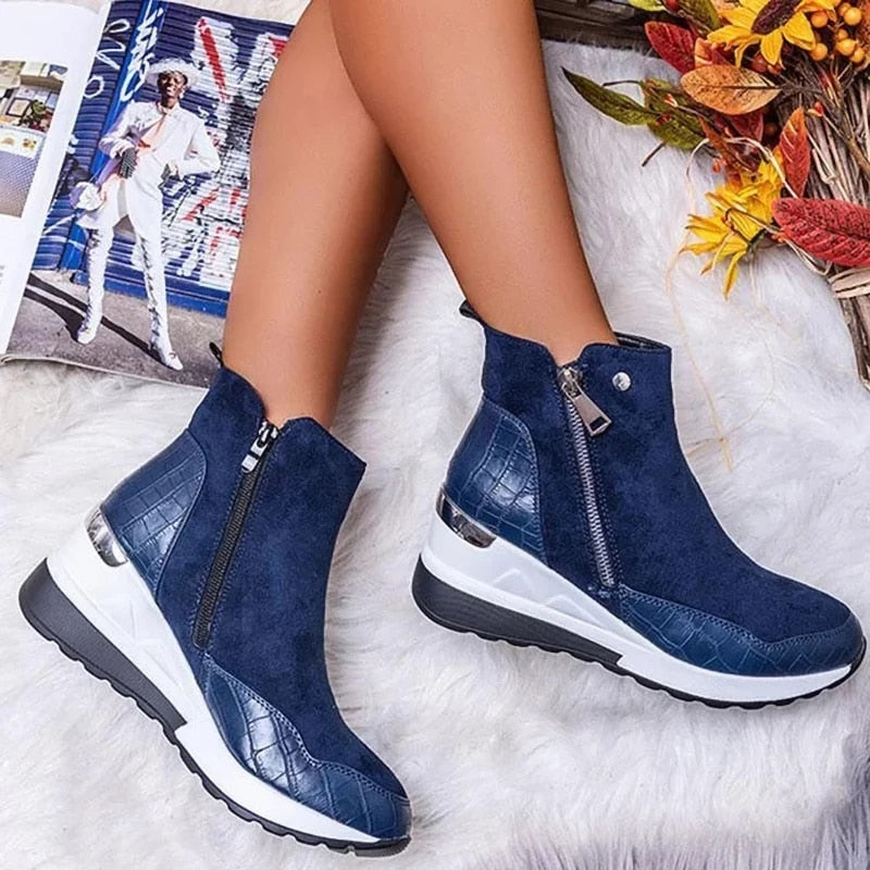 Trendy dames enkellaarsjes met rits, benadrukt comfort en stijl. Veelzijdige damesschoenen voor herfst/winter.