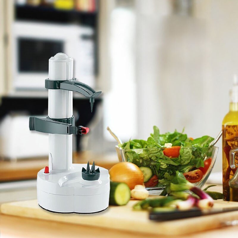 Veilige automatische fruitschiller in wit ABS. Moeiteloos schillen, minder afval.