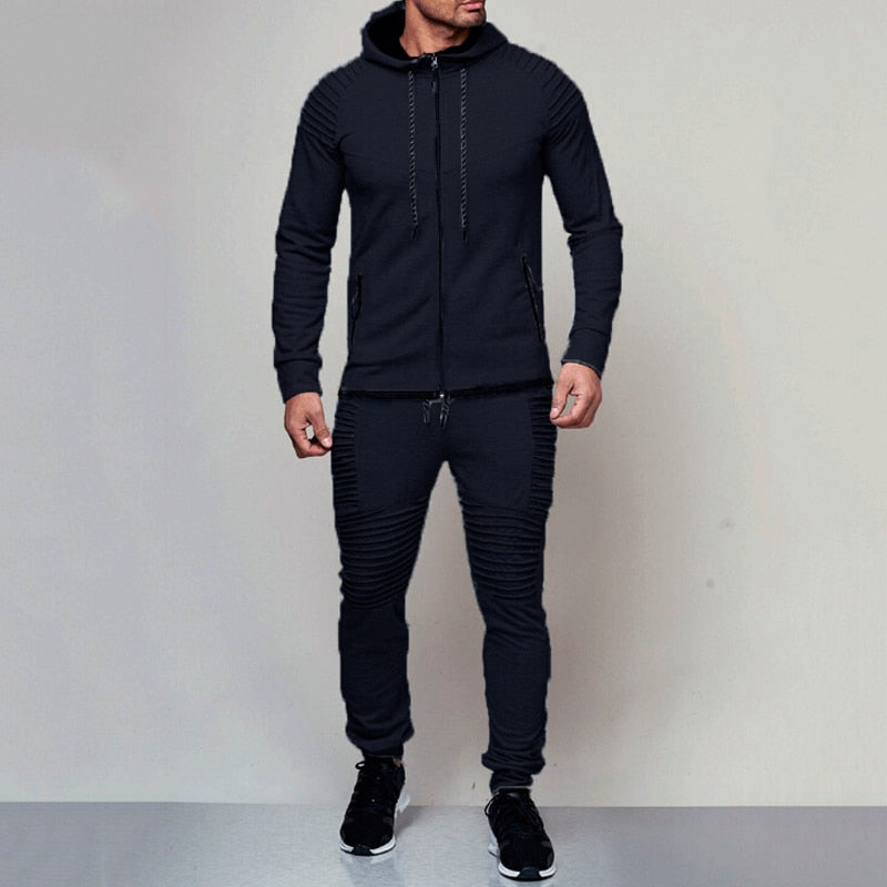 Ademend heren trainingspak met hoodie voor sport en actieve vrije tijd, gemaakt van comfortabel materiaal.