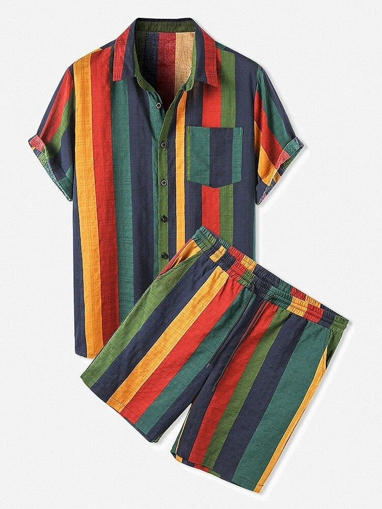 Heren 2-delige zomerset met print, luchtig en comfortabel. Ideaal voor casual dagen en vakantie.