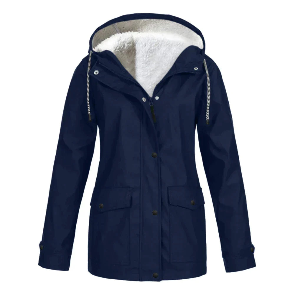 Elegante dames regenjas Faye, waterdicht en comfortabel, perfect voor natte dagen.