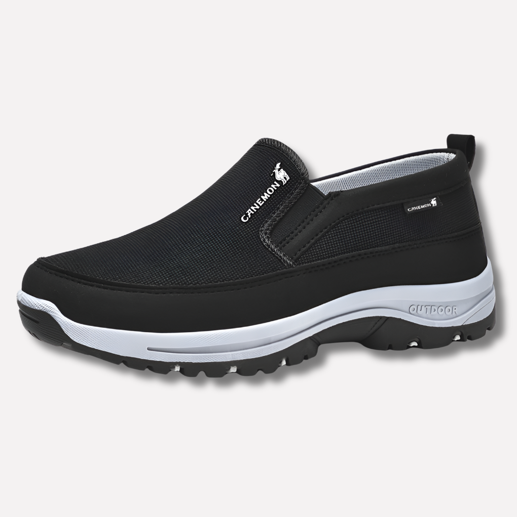 Comfortabele heren orthopedische wandelschoenen met klittenband, bevorderen gezonde voeten en ondersteuning.
