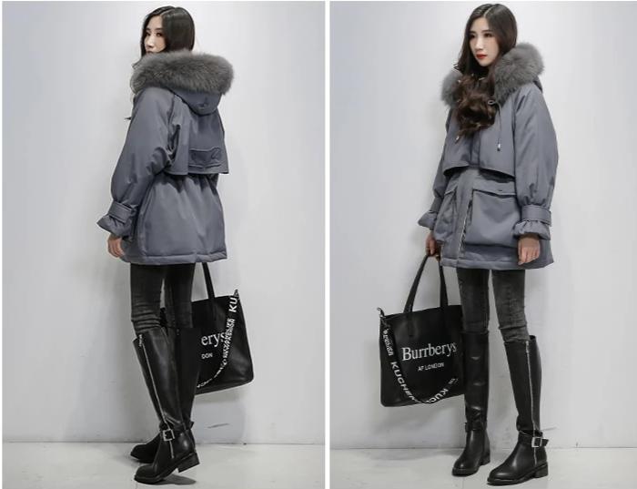 Beige dames winterjas, comfortabele thermojas die warmte en luxe biedt. Elegante mode.