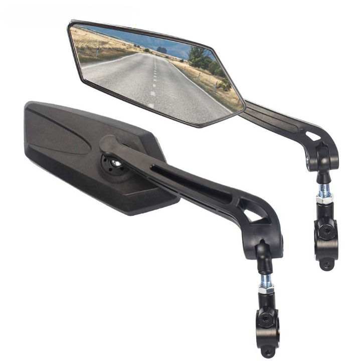 FlexiView fietsspiegel, universeel en verstelbaar, essentieel voor veilige ritten op fiets of bromfiets.