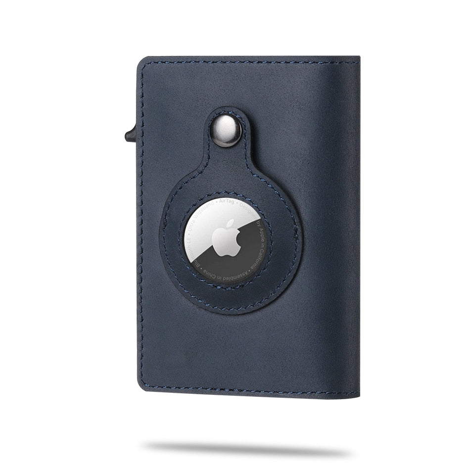 Achterkant AirTag portemonnee met speciale houder voor Apple AirTag, anti-diefstal en GPS tracking.