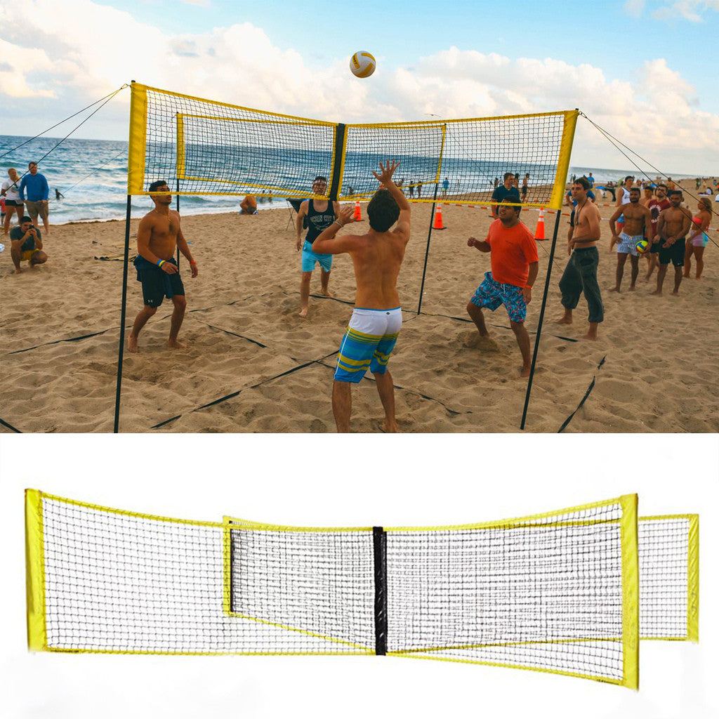 Unieke crossplay volleybal set. Buitenspel voor het hele gezin, compact en draagbaar voor zomerplezier.