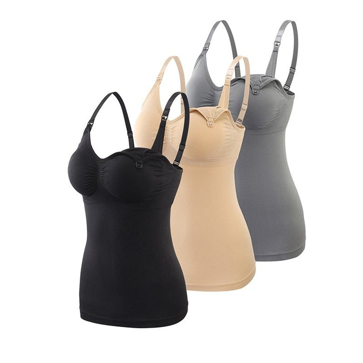 3-pack borstvoedingsbh's in zwart, grijs en beige, essentieel voor nieuwe moeders.