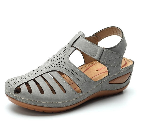 Retro Elin leren dames sandalen, orthopedisch ontwerp voor gezonde voeten en een betere houding.