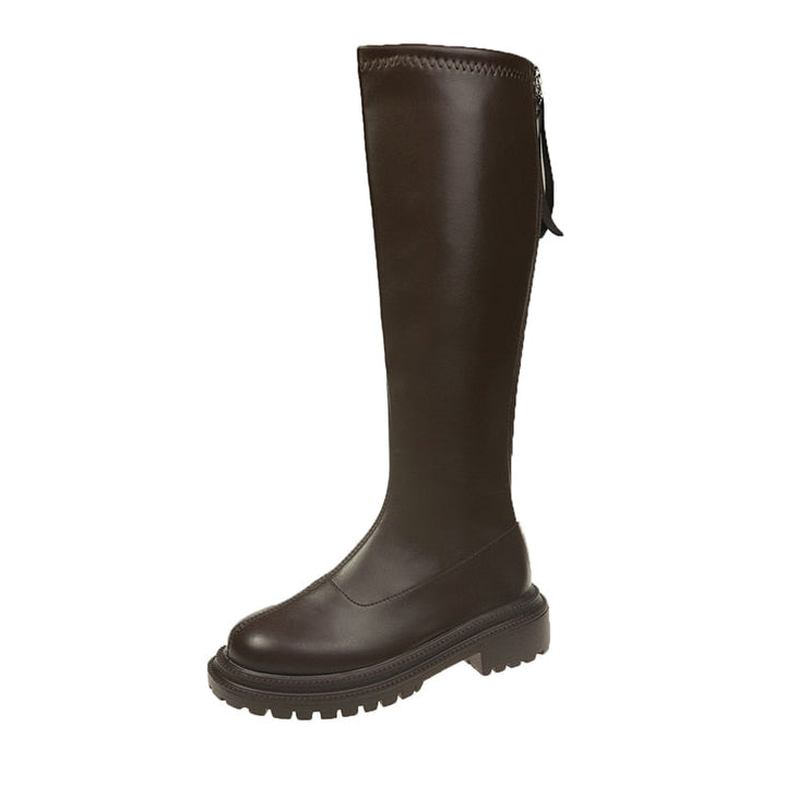 Elegante kniehoge winterlaarzen voor dames in donkerblauw, met warme voering voor optimaal comfort.