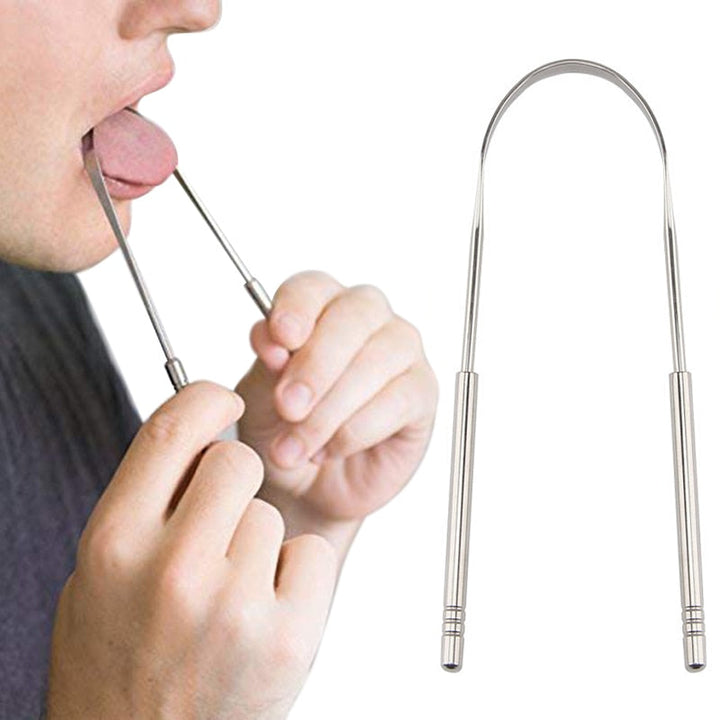 RVS tongschraper voor dagelijkse mondhygiëne. Verwijdert bacteriën voor een frisse adem en schonere mond.