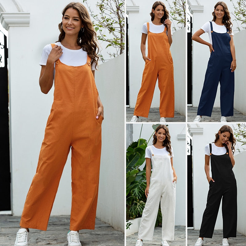 Klassieke dames zomerjumpsuit Julia. Comfortabel, losvallend en stijlvol, ideaal voor een modieuze zomerlook.