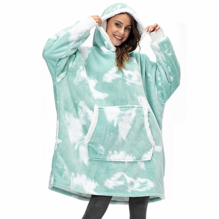 Warme hoodie deken, ideaal voor ontspanning en comfort in de winter.