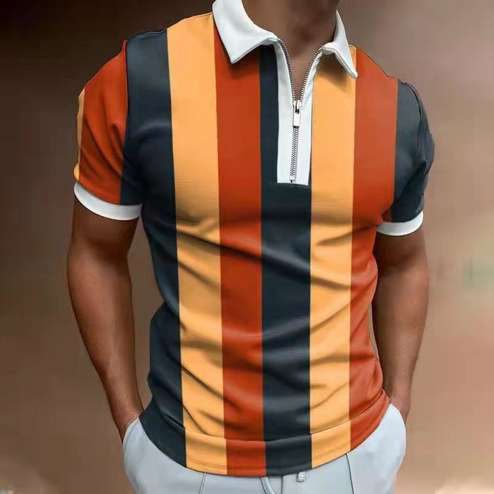 Stijlvolle herenpolo met rits en korte mouwen, perfect voor een casual zomerlook. Comfortabele herenkleding.