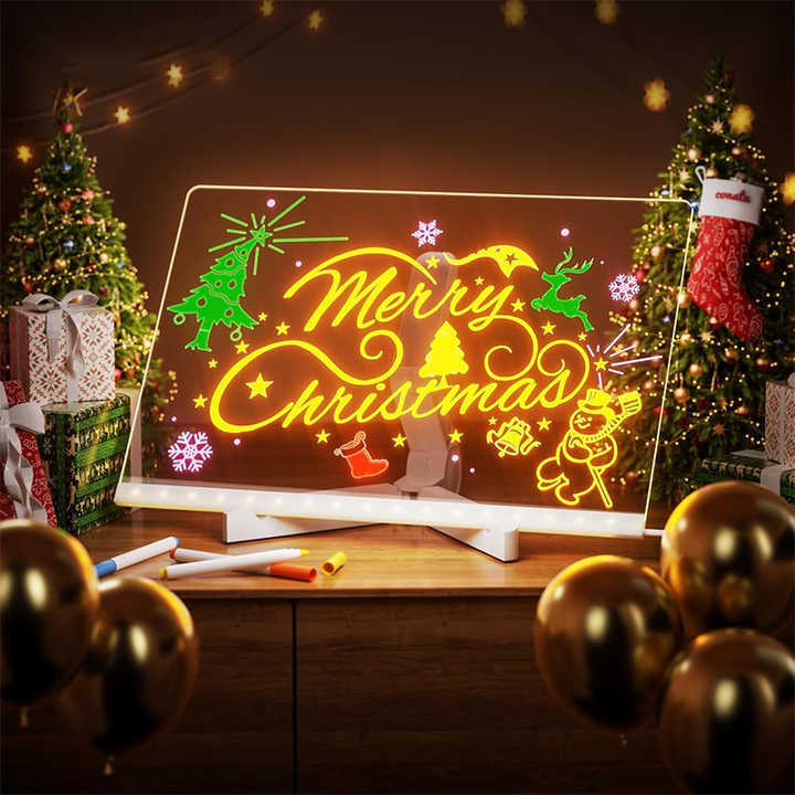 Kind tekent op LED tekenbord. Stimuleert creativiteit en fantasie. Leuke lichtgevende tekenset voor jonge kunstenaars.